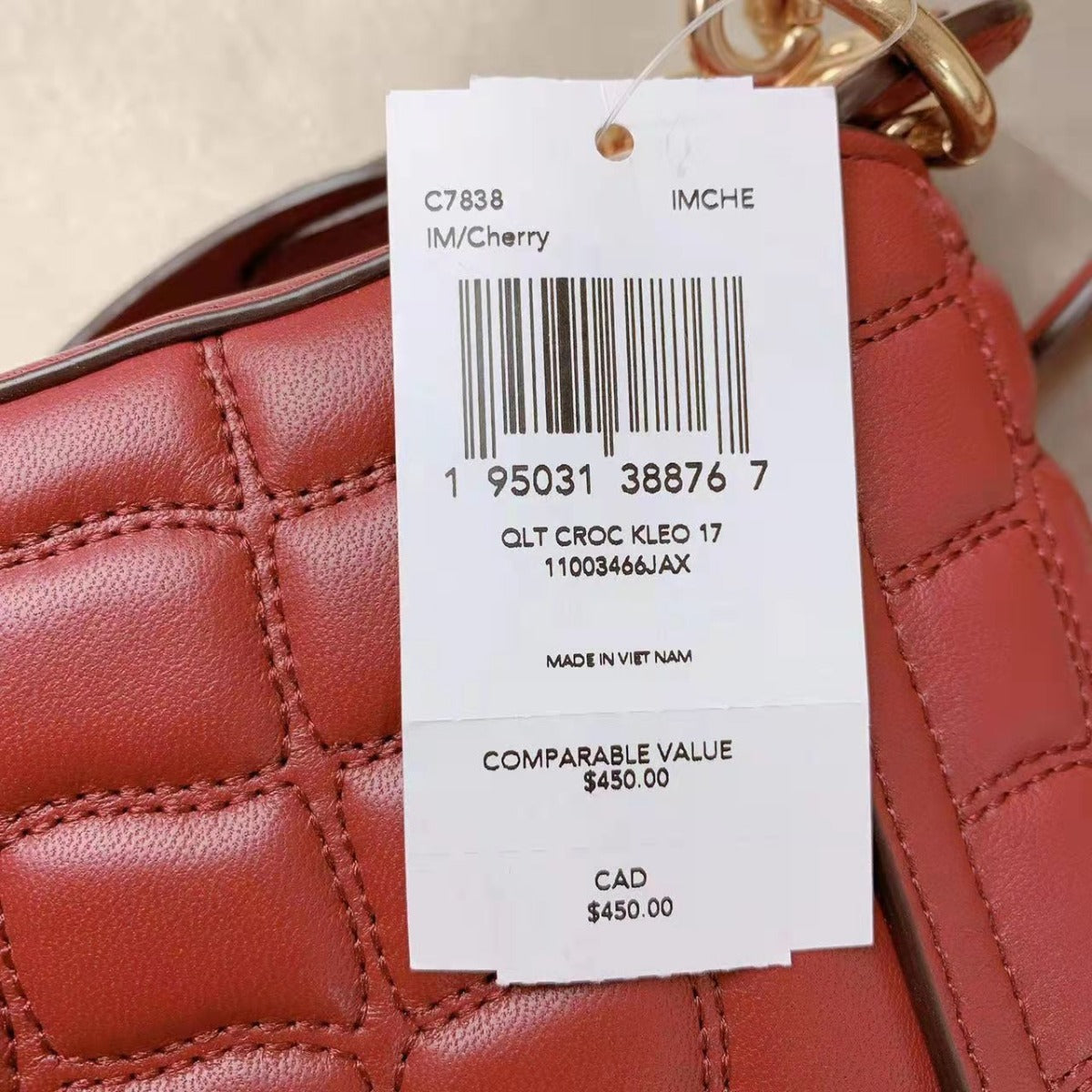 COACH C7838 KLEO ONE SHOULDER CROSSBODY BAG 17 WITH QUILTING GOLD/CHERRY COACH C7838 KLEO ONE SHOULDER CROSSBODY BAG 17 WITH QUILTING GOLD/CHERRY